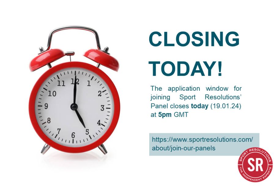 The application window for joining Sport Resolutions’ Panel closes today