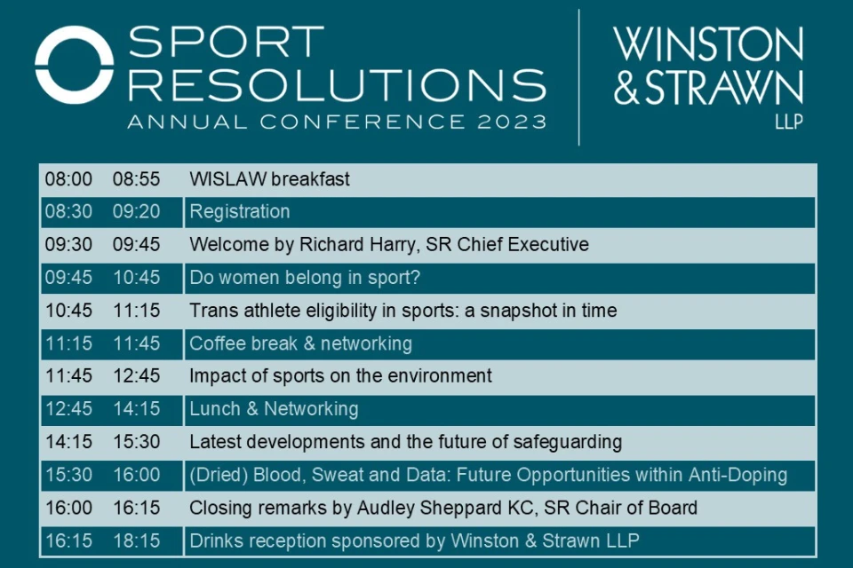 Full Agenda Announced for the Sport Resolutions Annual Conference 2023