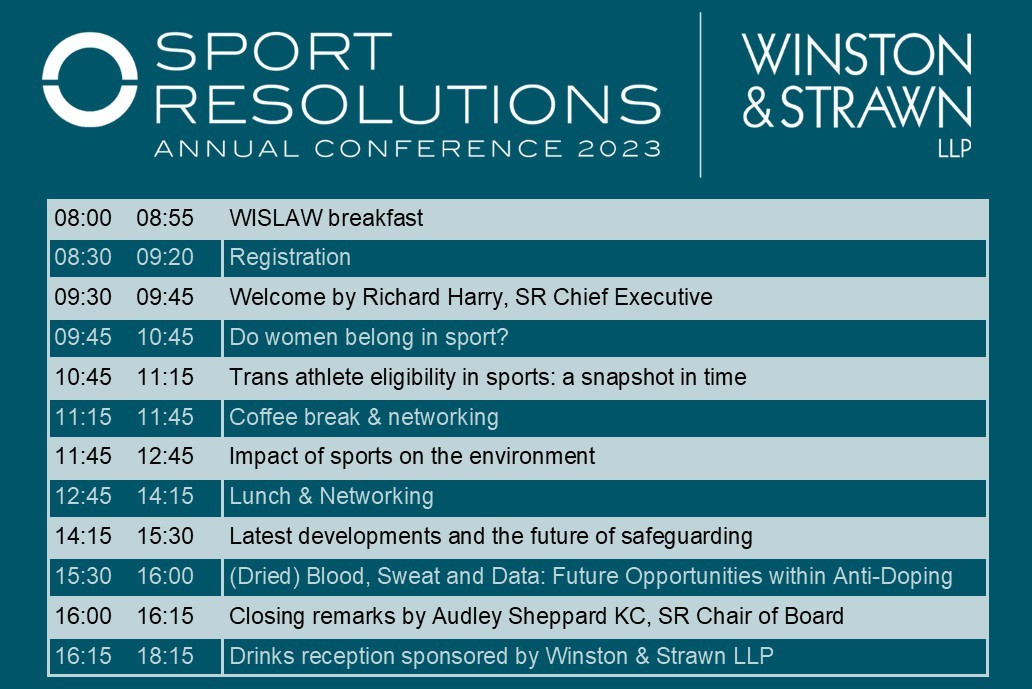 Full Agenda Announced for the Sport Resolutions Annual Conference 2023
