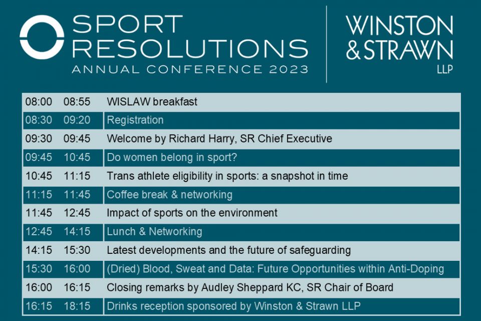 Full Agenda Announced for the Sport Resolutions Annual Conference 2023 