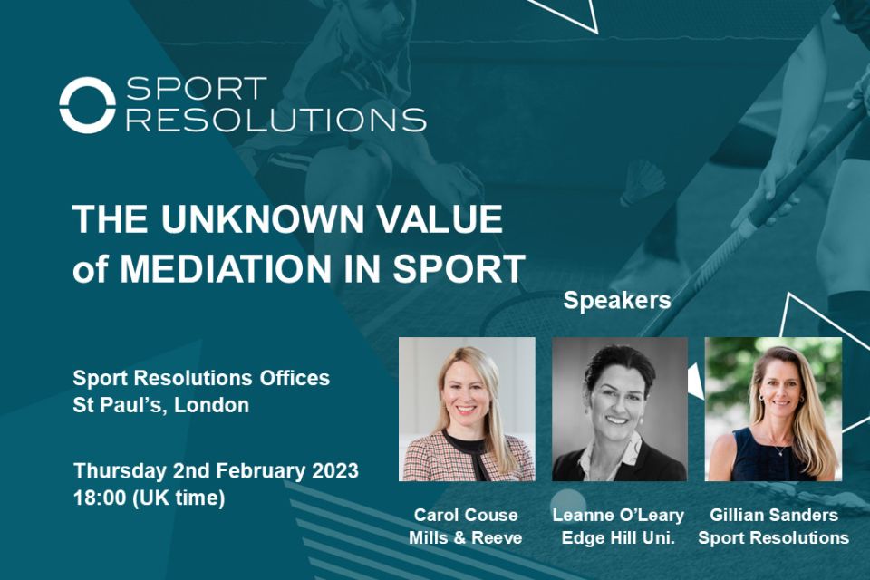 SEMINAR | The unknown value of mediation in sport disputes (in-person & online)