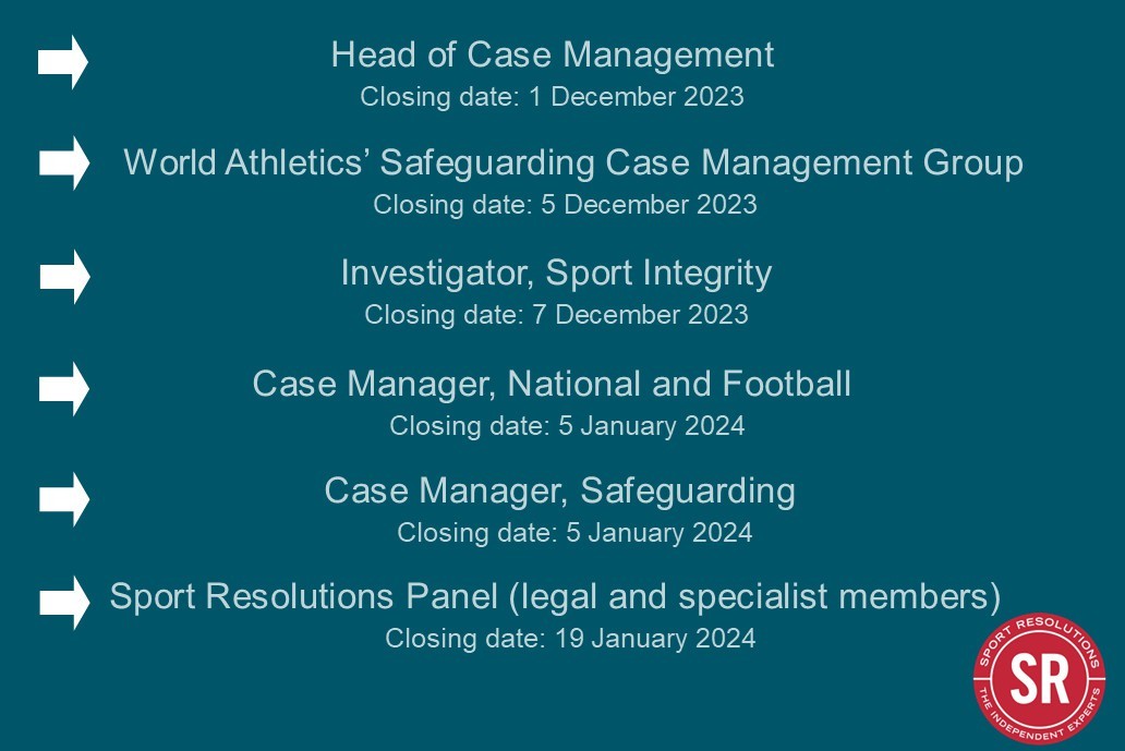 Sport Resolutions recruiting for multiple roles